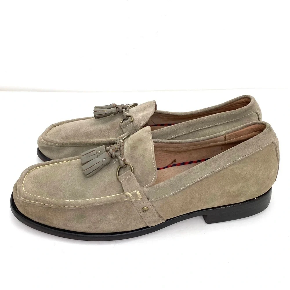 POLO Ralph Lauren Arscott Tassel Suede Fringe Classic Slip On Loafer Beige Sz 13